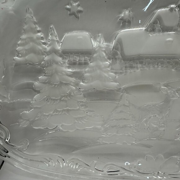 Mikasa Frosted COOKIE TRAY Serving Plate 15" X 9" Deer Christmas Trees Forest - Picture 4 of 5